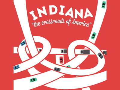 States GIF 37 - Indiana! america car crossroads drive highway illustration indiana loosekeys states states gif