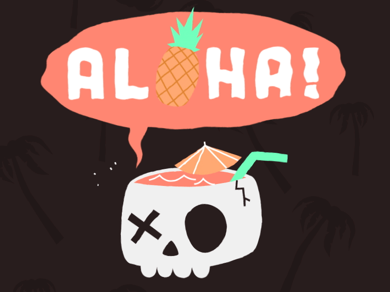 States GIF 46 - Hawaii! aloha drunk hawaii hello luau pineapple skull states tiki tropical ukulele usa