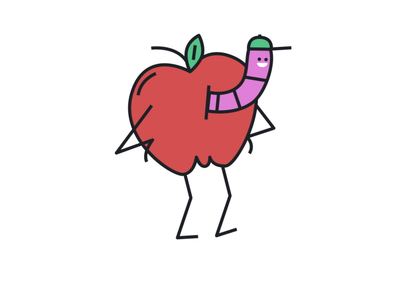Appleworm apple bounce character dance fruit hat snap worm