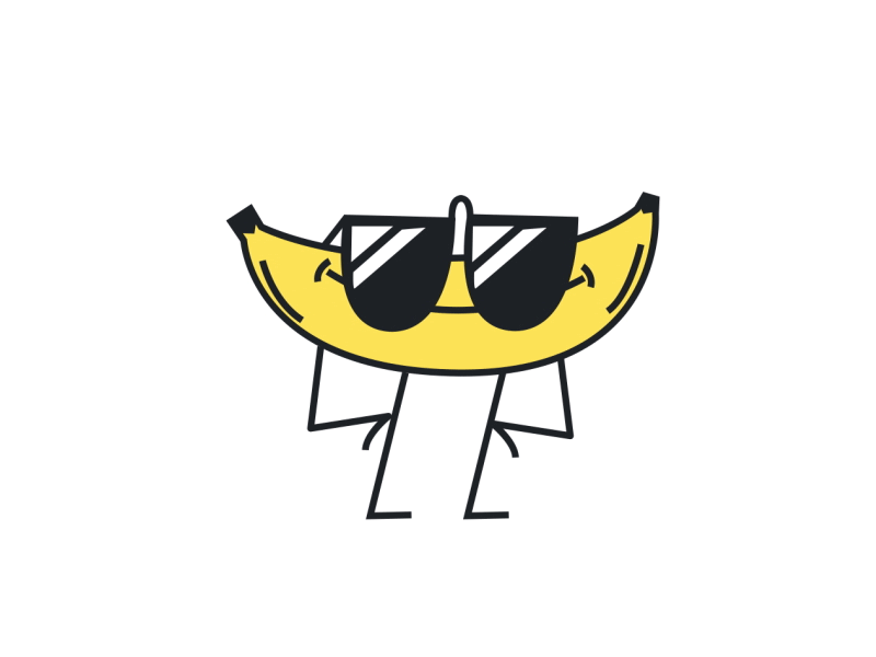 Bananaman! banana character dance fruit smile snap sunglasses