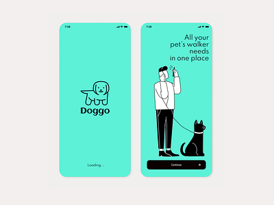 Dog Adoption Application adoption app application design dog illustration login minimal onboarding register ui ux