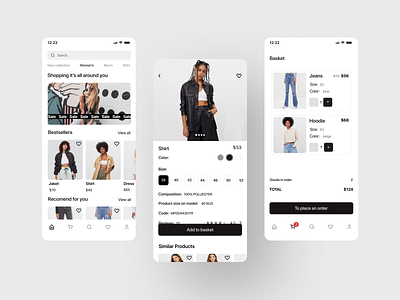 Design concept of the app online clothing store. design graphic design icon illustration logo minimal ui ux vector web