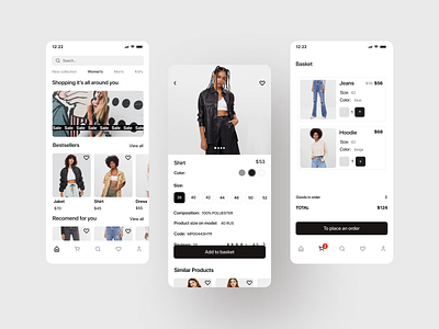 Design concept of the app online clothing store.