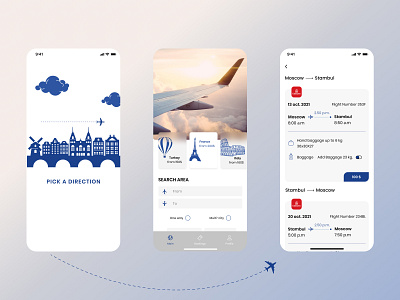 Concept of mobile app for buy air tickets air design interface ios minimal mobile tickets ui ux