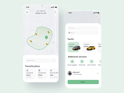 Taxi app app design interface ios minimal mobile taxi ui ux