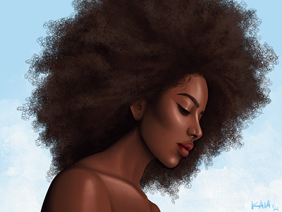 The Higher The Hair #2 black hair black woman black women digital illustration digital painting graphics illustration kinky hair natural hair procreate procreate art procreate illustration