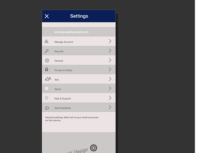 Setting page for a mobile email app 100daychallenge adobe illustrator daily007 dailyui design illustration mobile ui ui uxdesign