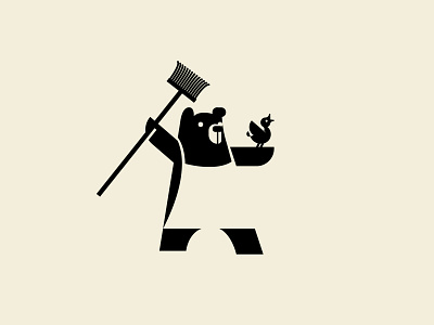 Chaaarge! bear bird duck funny icon illustration logo mark mop