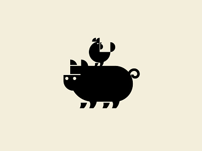 Pig & Rooster animals bird branding icon illustration logo mark pig rooster