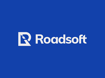 Roadsoft logo branding letter logo mark monogram r road road lines