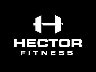 Hector Fitness branding dumbbell fitness h letter logo mark monogram weights