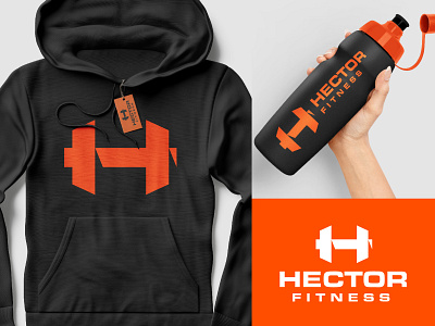 Hector fitness branding dumbbell fitness h logo