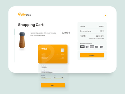 Potly Shopping cart + checkout page branding checkout credit card shopping cart ui web page