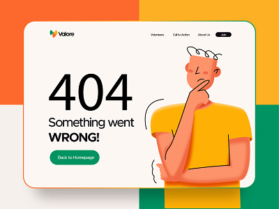 Valore 404 page 404 design error page illustration ui web design