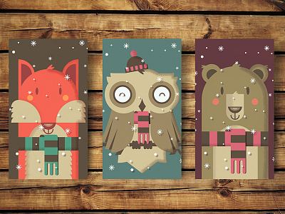 Christmas cards bear cards christmas fox owl snow snowflake