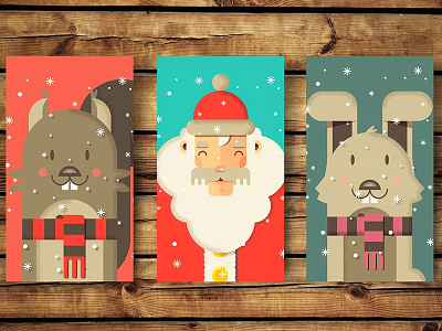 Christmas cards #2 cards christmas rabbit santa snow snowflake squirrel