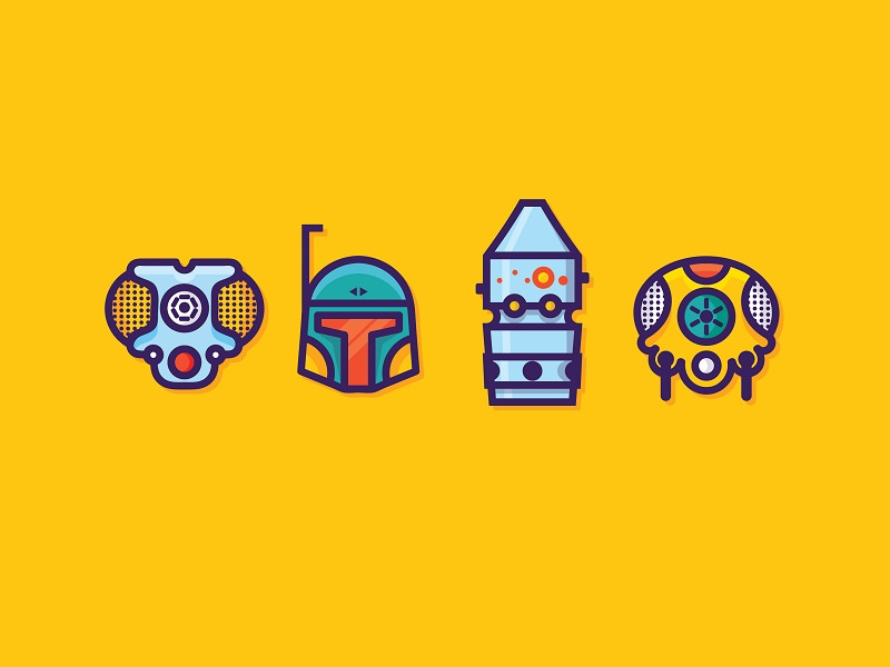 Bounty Hunters star wars bobba fett set icons ig-88 4-lom zuckuss hunters bounty