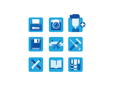 Icons app book icons library photo print profile save tools