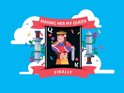 Making Her My Queen cards illustration king queen wedding