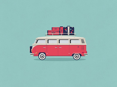 VW van car illustration road summer surf travel vacation van vw