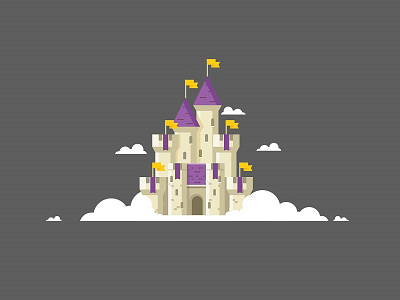 Castle In The Sky castle clouds flat illustration sky