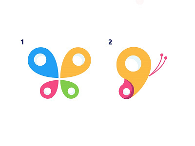 Butterfly Locator app branding butterfly icon location locator logo mark pin