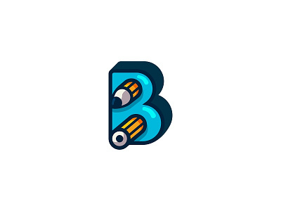 B Monogram b branding letter logo mark monogram pencil