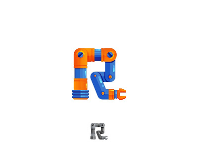 R for Robot arm arm branding illustration monogram r robot robotics