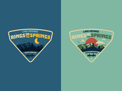 Rings In The Springs badge illustration lake logo moon mountains shirt summer camp