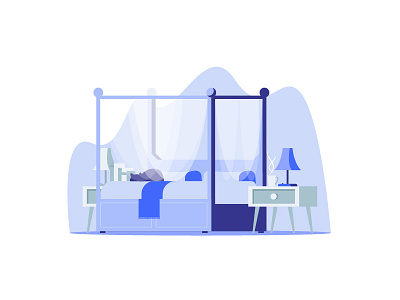 Sleeping Corner bed bedroom cat illustration sleep