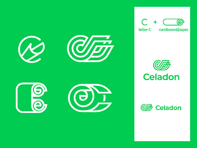 C Paper branding c cardboard eco green letter logo mark paper recycling