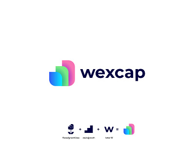 Wexap branding design financial flower growth logo logo design mark stairs w