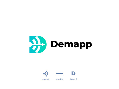 Demapp app branding d data icon internet letter logo mark monogram vector