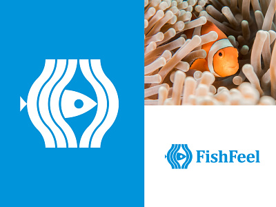 fish feel anemone branding fish illustration logo mark sea