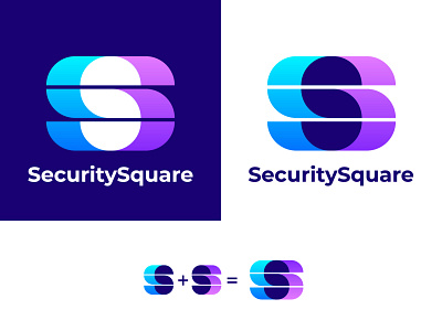 SecuritySquare brand branding fingerprint icon letter logo mark monogram s security shield square