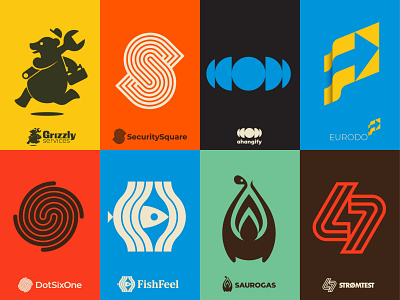 logo selection bear bolt branding dinosaur fish flag galaxy grizzly illustration letter logo mark s sound