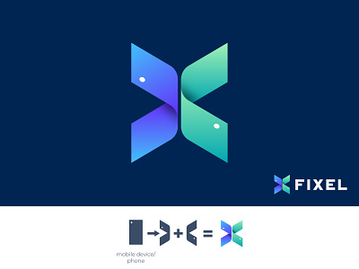 Fixel branding fix icon letter logo mark mobile device mobile phone monogram x