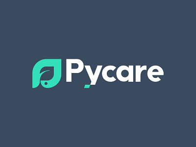 Pycare branding caring coding growth leaf logo mark python snake square web development