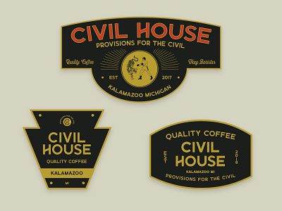 Badge pack For Civil House Coffee branding design illustration logo sticker typography