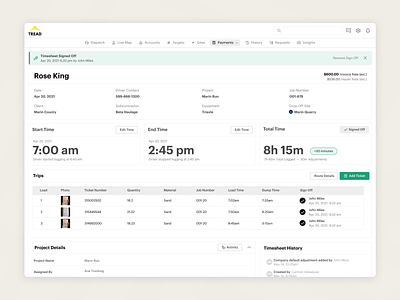 Timesheets in Tread