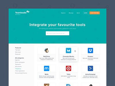 Teamleader Marketplace - Integrate your favourite tools connect design integrations marketplace product design teamleader tools ui ux