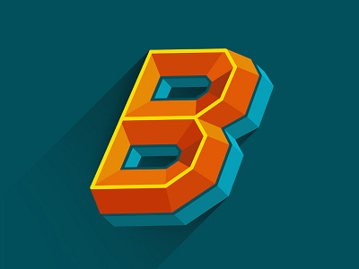 Beveled B b beveled flat type typography