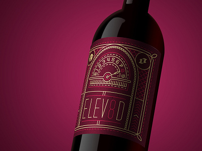 ELEV8D Wine label deco eight elevator mono line wine