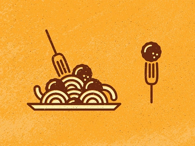 Meatballs fork grunge icon meatball monoline noodles pasta spaghetti texture