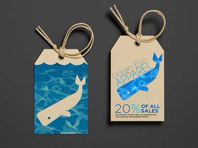 Ocean Eco Label Tags branding flat hangtag logo vector