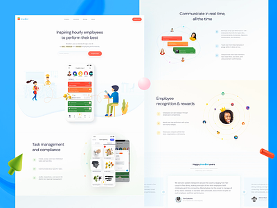 Inspire, motivate and celebrate your team's performance animation app audit badges checklist communication competition data driven employee engagement gamification home page illustration insights remotework reports restaurant app schedule task management timeline website