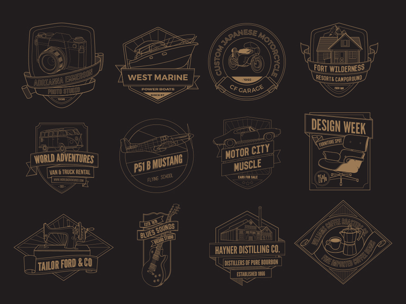 Illustrated Badge Template Pack by Liviu Antonescu on Dribbble