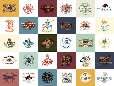 32 Vintage Logo Templates (Vol. 2) badge bundle graphicdesign hipster identity logo logos old retro stamps template vintage