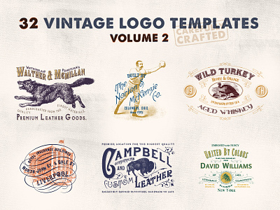 Vintage Logo Templates - Vol.2 badge bison bundle hipster identity logo logos old retro stamps template vintage