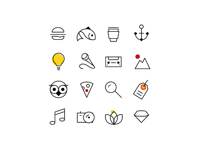 Alexander Calder Icons calder coffee diamond fish hamburger icon icons logo mountain owl pizza